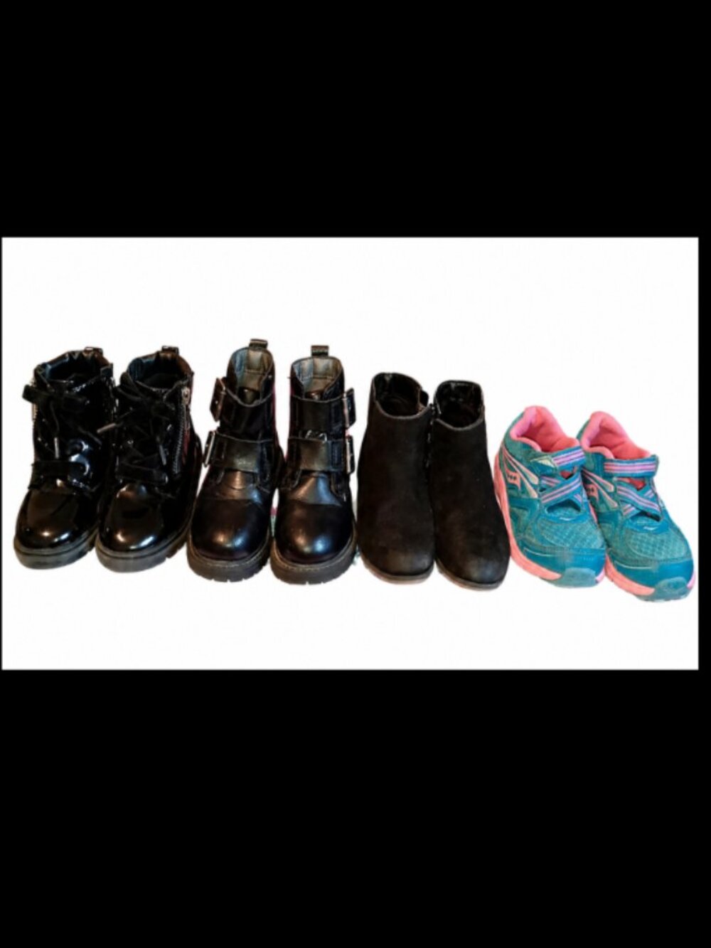 Toddler Girls Shoes Bundle Size 6-7  Boots Sneakers Black Blue Pink Pre-Owned
